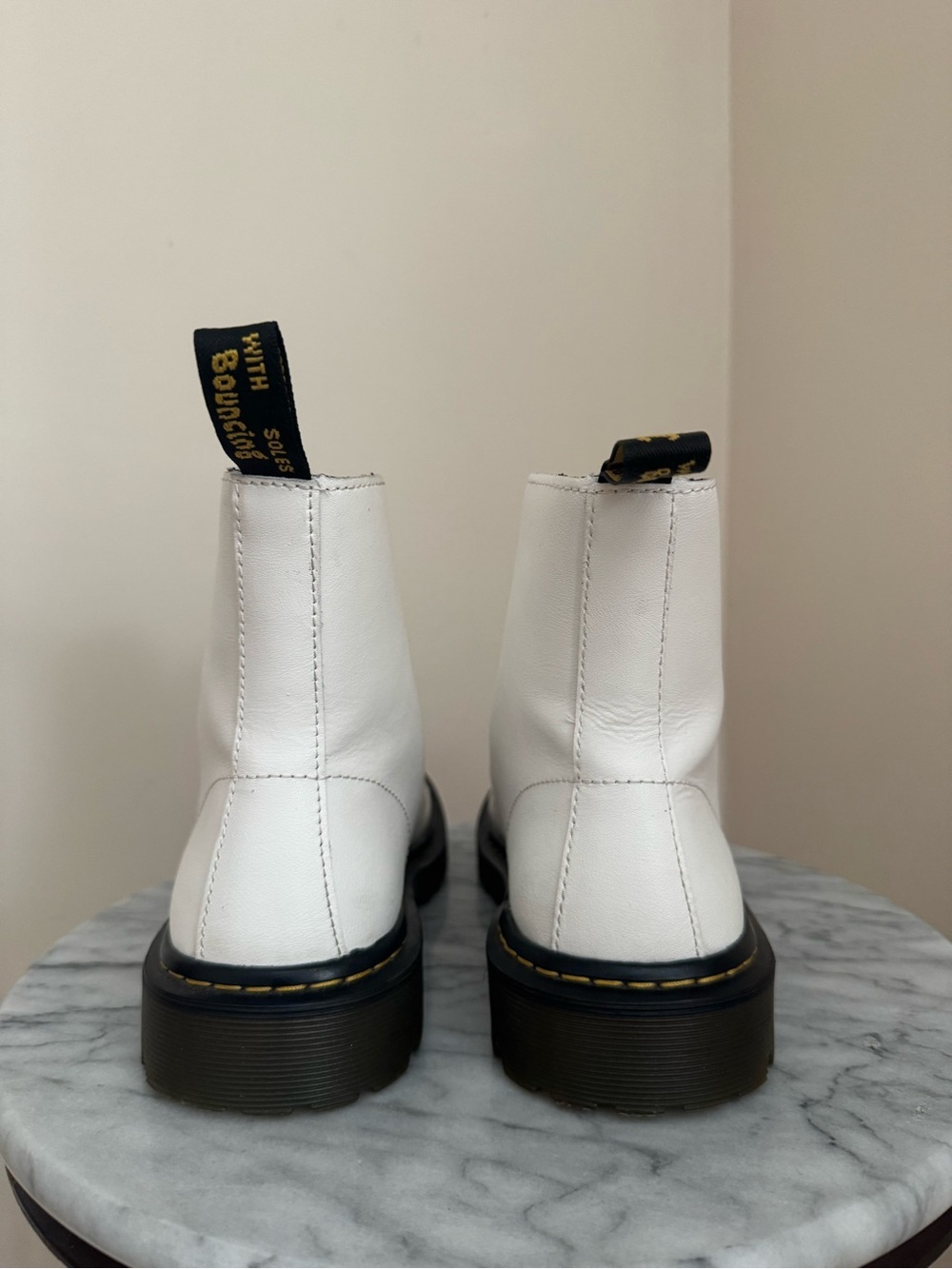 Dr. Martens Luana White Leather Combat Boots Size 8 Women AW004 Lace Up - Picture 6 of 8
